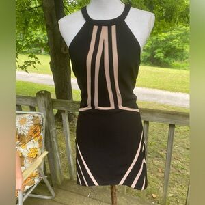 Bless'ed are the Meek Contrast Ida Wm’s Sz 2 Black Tan Halter Mini Dress